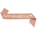 Glittery rose gold 60th birthday sash with gold lettering and crown pattern detail - One Size / 60 Years Old - Rose Gold