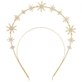 Double-layered gold celestial crown headband featuring sparkling star and moon rhinestone - Hexagram Headband (FG179)