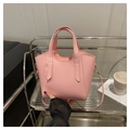 Bolso tote rosa minimalista de gran capacidad con textura litchi y bandolera - Rosa
