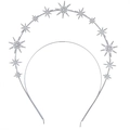 Corona barroca de plata con estrellas de cristal para bodas y fiestas de gala - Diadema Hexagrama Plateada