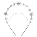 Diadema halo barroca de doble capa plateada con brillantes piedras de sol y estrellas - Diadema de Hexagrama Negro de Fusil