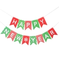 Classic red and green Happy New Year banner decoration with white snowflake and dot patterns - Multi-color Happy New Year Style