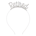 Detalle de diadema plateada de jubilación con diamantes de imitación para fiestas - Tiara / Blanco