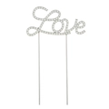 Topper per torta Love in metallo argento con strass per decorazione di nozze e compleanni - Argento