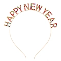 Cerchietto Happy New Year con strass colorati e montatura in metallo dorato per feste - Cerchietto Multicolore