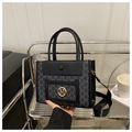 Große schwarz-graue Tote Bag mit Monogramm-Print und verstellbarem Tragegurt - Schwarz