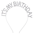 Cerchietto argento con strass it's my birthday per festa di compleanno da ragazza - Argento