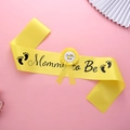 Yellow Mommy to Be sash and Daddy to Be badge for baby shower gender reveal party - Mommy To Be Yellow Black Text Sash And Badge