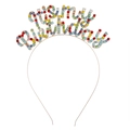 Golden Birthday Headband with colorful it's my birthday rhinestone lettering style - Rainbow