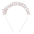 Ροζ χρυσό Happy Birthday στέκα μαλλιών με στρας και στέμμα για πάρτι γενεθλίων - Ροζ χρυσό
