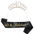 Set 40 compleanno con corona di strass 40 e fascia nera satinata 40 & Fabulous donna - 40esimo Compleanno Oro Kit