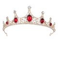 Corona barocca vintage dorata con rubini rossi e strass bianchi per spose e nozze - Strass Rosso