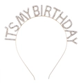 Cerchietto corona con strass 'IT'S MY BIRTHDAY' argento per festa compleanno - Oro