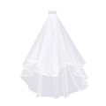 Détail d'un voile de mariée blanc double couche avec bords satinés et peigne de fixation - Voile Seul