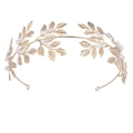 Elegante cerchietto a corona di alloro dorato con perle bianche per spose e matrimoni - Oro (FG178)