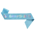 Blaue Glitzer 'Mommy To Be' Schärpe für Babypartys mit Lasertext und Babyfußabdruck-Dekor - Blau (JD076)