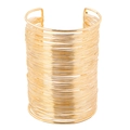Bracelet manchette large en fil métallique doré avec design ajouré minimaliste en forme de C - Bracelet de Bras Large et Haut (BH004-2) / 8,5 cm de large