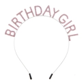 Pink rhinestone Birthday Girl crown headband with silver frame for birthday parties - One Size / Pink Headband-GIRL