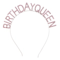 Serre-tête Birthday Queen argenté avec cristaux roses pour célébration d'anniversaire - Rose