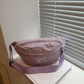 Sac de poitrine minimaliste en nylon violet avec broderie nœud blanc et sangle - Violet