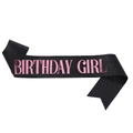 Fascia Birthday Girl in tessuto glitterato nero con scritta rosa metallizzato per feste - Nero Con Scritta Rosa: Girl