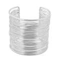 Silver multi-layer wrap cuff bracelet featuring a minimalist metallic wire design - Silver Short Style (5.5)