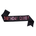 Fascia Birthday Queen in paillettes nere con scritte metallizzate rosa per feste - Nero Con Scritta Rosa: Queen