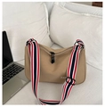 Sac bandoulière en toile kaki avec bandoulière rayée et logo FANY imprimé - Kaki