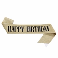 Fascia di compleanno glitterata color oro champagne con scritte nere per la festa - Oro e Nero