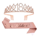 Set 18° compleanno oro rosa con tiara di cristallo e fascia glitterata - Set 18 Anni Oro Rosa