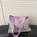 Light purple waterproof nylon pillow shoulder bag with wide strap and zipper detail - Purple