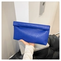 Klein blue woven clutch bag for women with minimalist envelope fold-over design - Blue