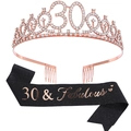 Rose gold 30th birthday tiara with black glitter 30 & Fabulous sash set for parties - 30th Rose Gold And Black Set