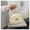 Chic off-white nylon half-moon crossbody bag with pleated texture and adjustable strap - Off White