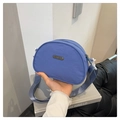 Blue semi-circle nylon crossbody bag with adjustable strap and metal JING PIN logo - Blue