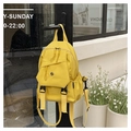 Zaino in nylon giallo brillante minimalista con design multi-tasca per i viaggi - Giallo