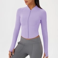 Veste de sport slim lavande zippée avec poignets passe-pouce et legging de yoga gris - S / Violet