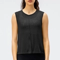 Canotta yoga nera da donna senza maniche con cucitura verticale e vestibilità ampia - XS / Top / Nero