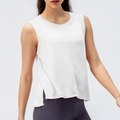 Canotta yoga bianca da donna, taglio ampio con spacchi laterali e tessuto traspirante ad asciugatura rapida - XS / Top / Bianco