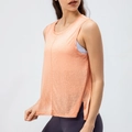 Ärmelloses loses Yoga-Tanktop in Hellorange mit Seitenschlitzen für Damen - XS / Hellorange