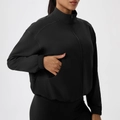 Damen Sportjacke in Schwarz mit Fleecefutter, Stehkragen und Reißverschluss - S / Schwarz