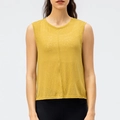 Ingwergelbes lockeres Yoga-Tanktop für Damen mit atmungsaktiver Struktur und Nahtdetail - XS / Senfgelb