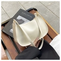 Minimalist cream white leather underarm bag with sleek crescent silhouette for women - White