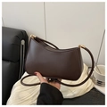 Minimalist chocolate brown hobo bag with smooth matte leather and golden hardware - Coffee