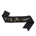 Écharpe noire scintillante 50 & Fabulous avec lettrage doré pour fête de 50e anniversaire - 50 & Fabulous Noir Or