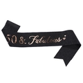 Écharpe d'anniversaire 50 & Fabulous en tissu noir scintillant et lettres or rose - 50 & Fabulous Noir Or Rose