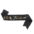 Écharpe d'anniversaire 60 & Fabulous pailletée noire avec lettrage doré pour fête - 60 & Fabulous Noir Or