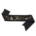 Écharpe d'anniversaire 70 & Fabulous noire scintillante avec texte doré pour fête - 70 & Fabulous Noir Or