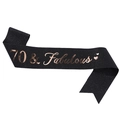 Écharpe d'anniversaire noire scintillante avec texte 70 & Fabulous or rose - 70 & Fabulous Noir Or Rose