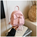 Mini mochila rosa para mujer con lazo decorativo grande y correas ajustables - Rosa